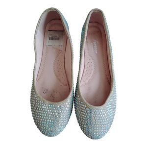 Forever‎ Comfort Silver Rhinestone Sparkle Ballet Flats Size 7
